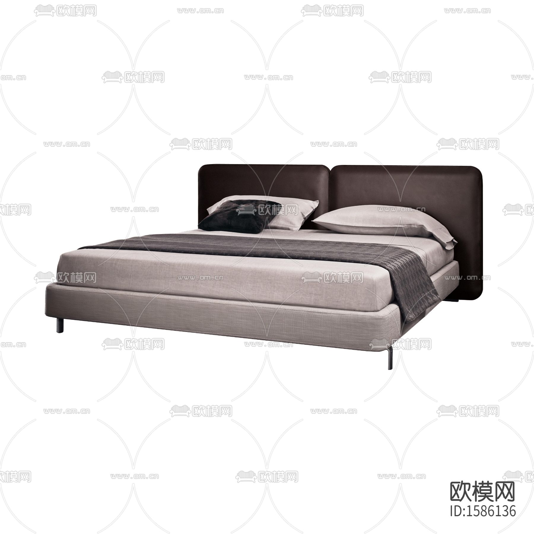 Minotti 现代轻奢布艺塔特林双人床