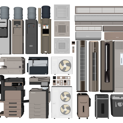  现代空调打印机su模型 
