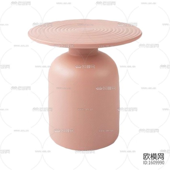 现代简约粉色非洲鼓造型实木边几下载