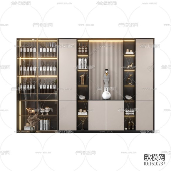 現(xiàn)代輕奢實(shí)木不銹鋼酒柜下載