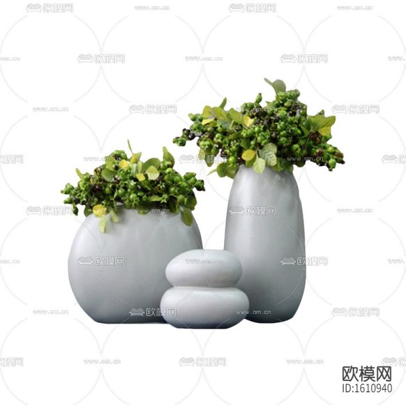 現(xiàn)代簡約創(chuàng)意鵝卵石陶瓷花瓶擺放綠植下載