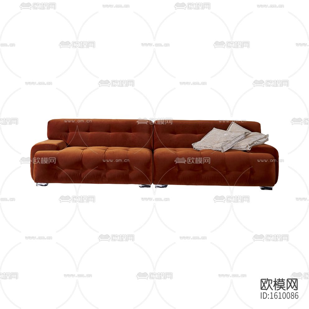 现代简约橙色布艺双人沙发下载