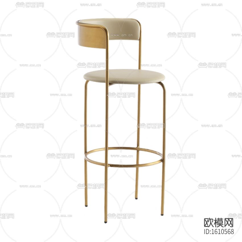 现代轻奢不锈钢皮革吧椅