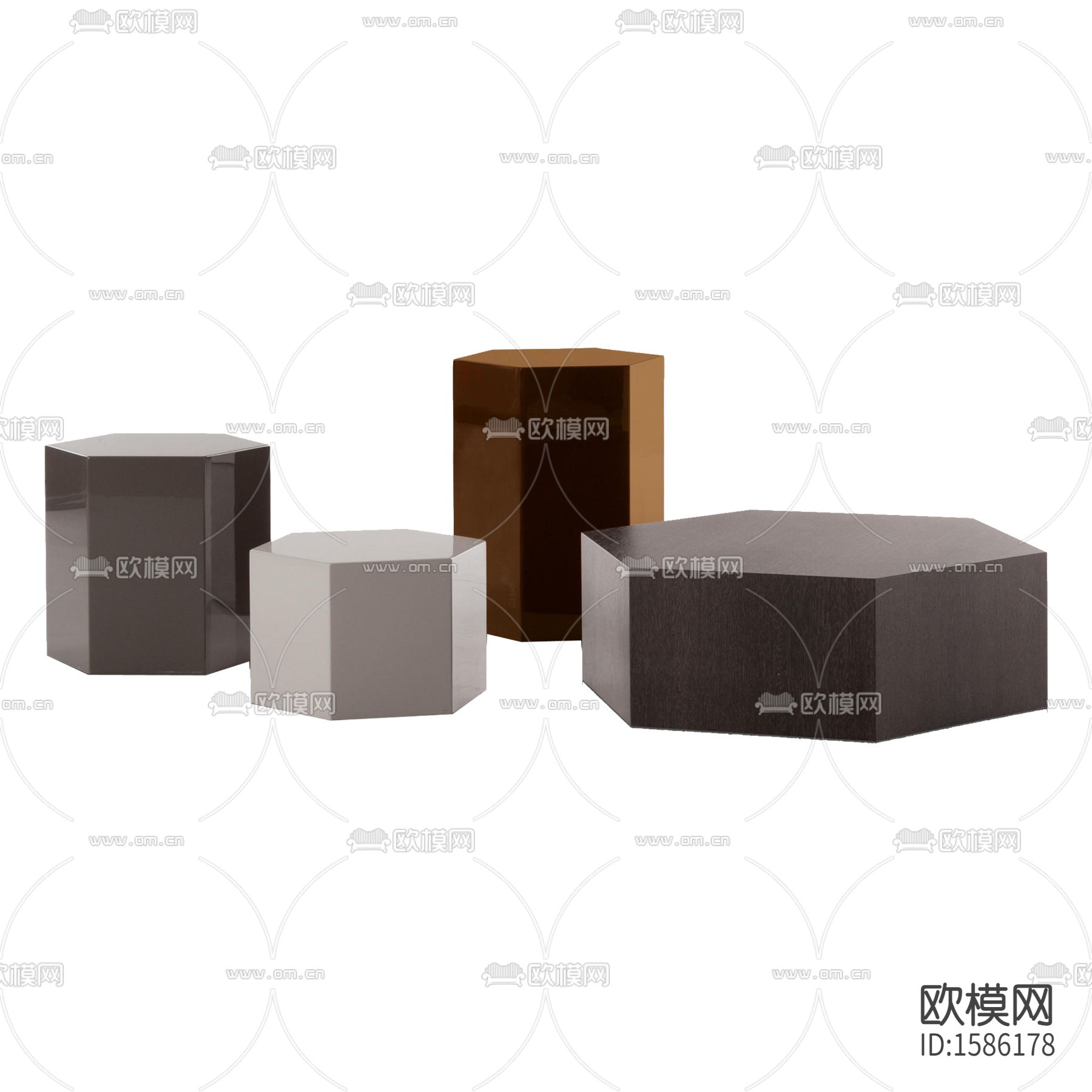 Minotti 现代轻奢六边形实木烤漆茶几