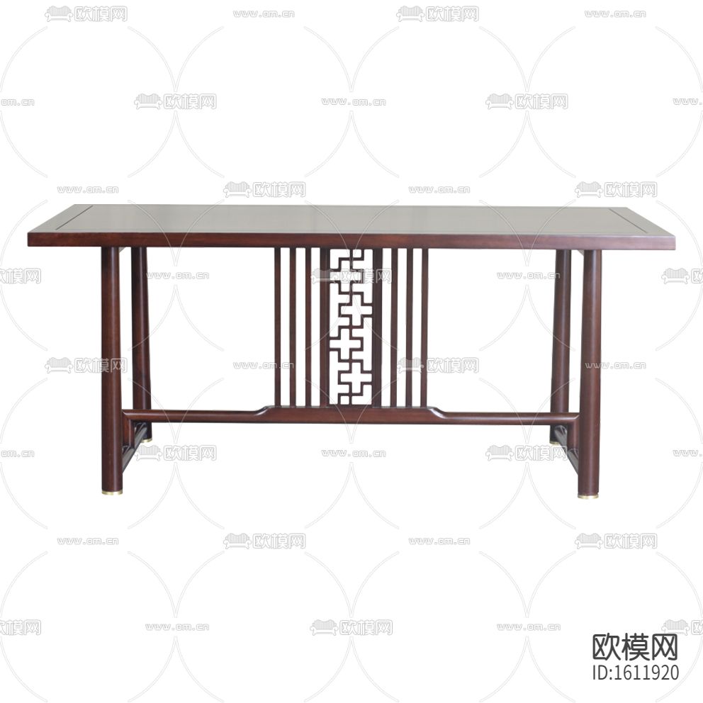 新中式禅意实木雕花书桌下载