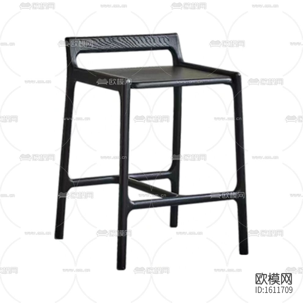 美式简约黑色实木吧椅