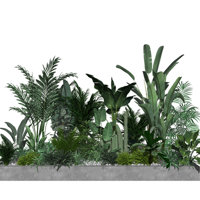  现代绿植花草花坛小品su模型 