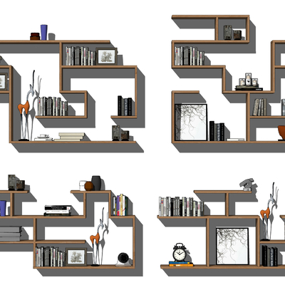  现代壁架壁柜su模型 