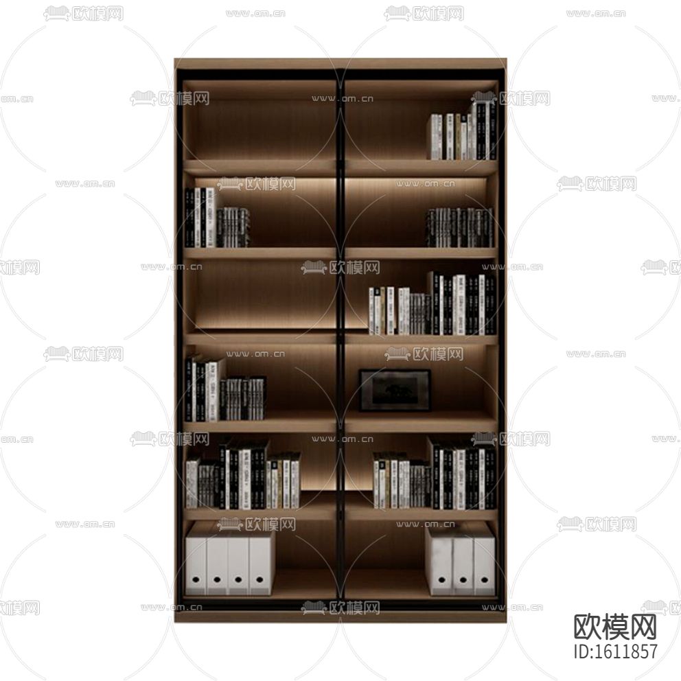 现代轻奢实木不锈钢书柜