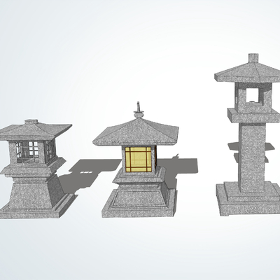  中式石灯庭院灯su模型 