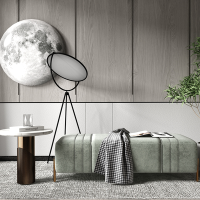  现代轻奢沙发凳su模型 