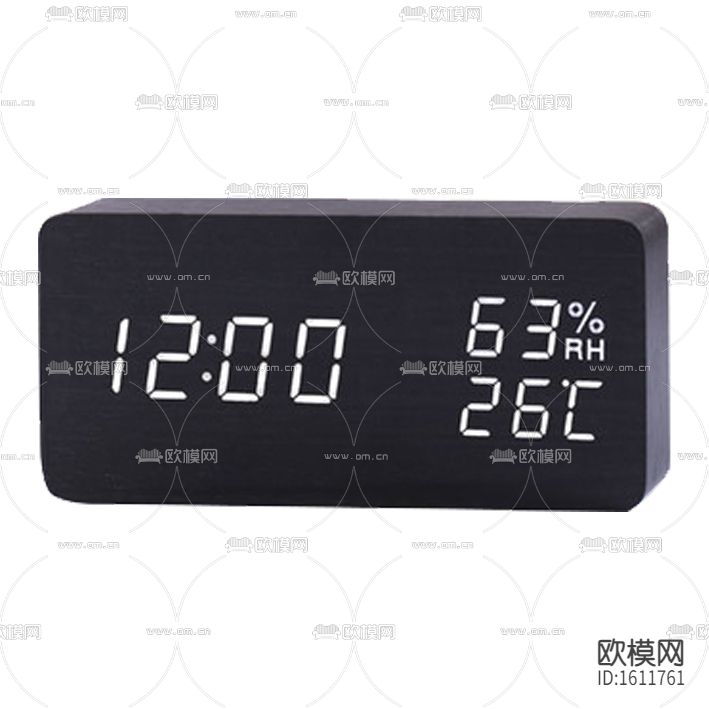 现代极简黑色实木智能闹钟下载