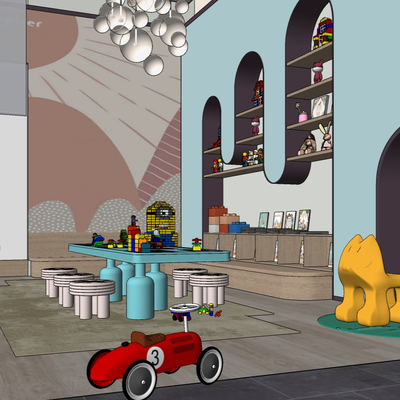  现代儿童游乐区su模型 