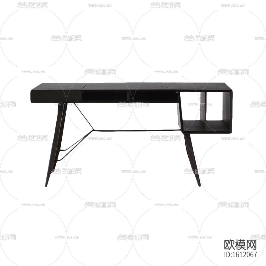 北欧简约黑色实木金属书桌