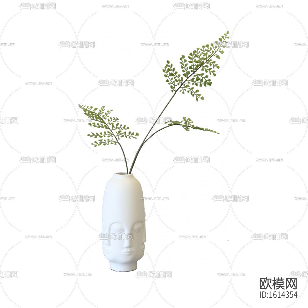 现代简约人面陶瓷花瓶摆放绿植下载