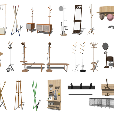  现代衣帽架su模型 