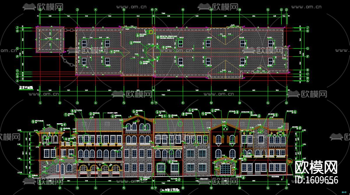 村委会办公楼cad施工图下载（渲染图9）