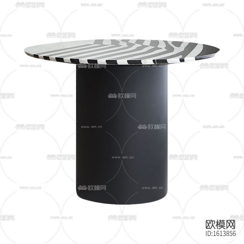 现代轻奢黑白斑马纹实木圆形边几