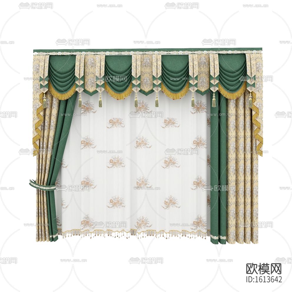 欧式古典碎花布艺遮光窗帘下载