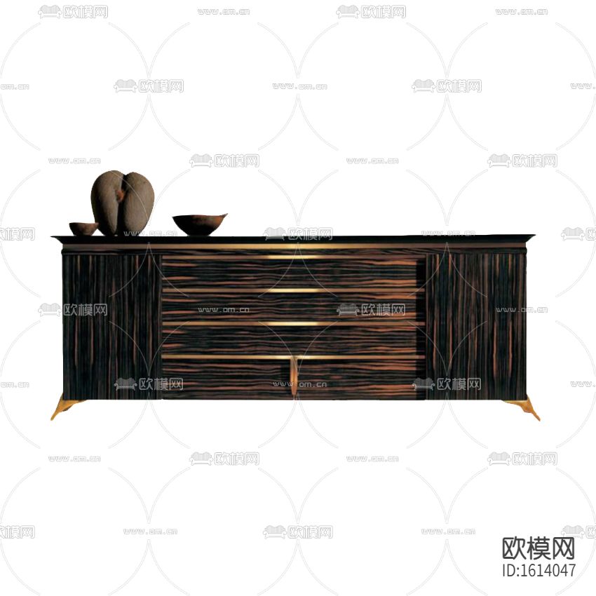 新古典轻奢实木不锈钢边柜下载