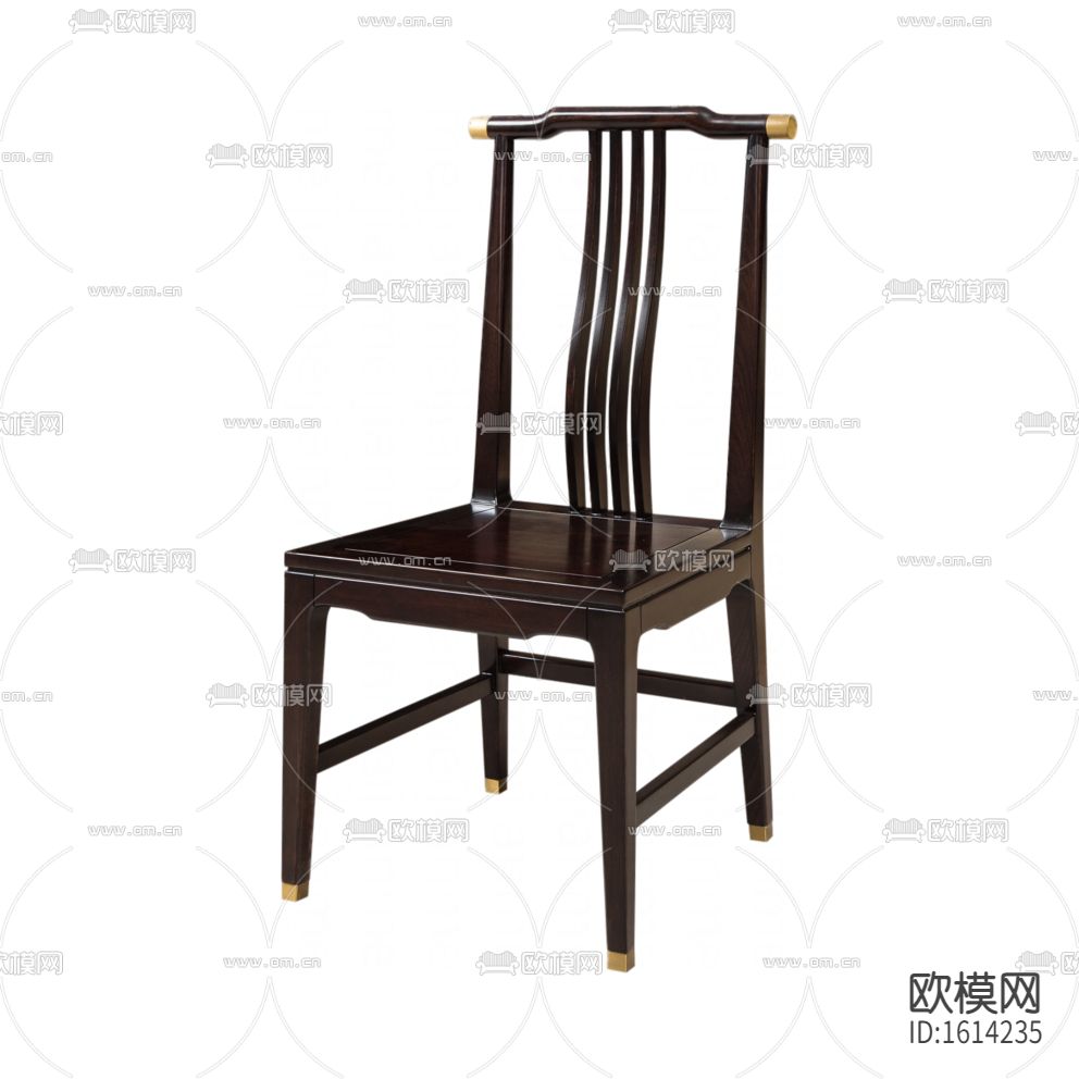 新中式简约禅意实木金属餐椅