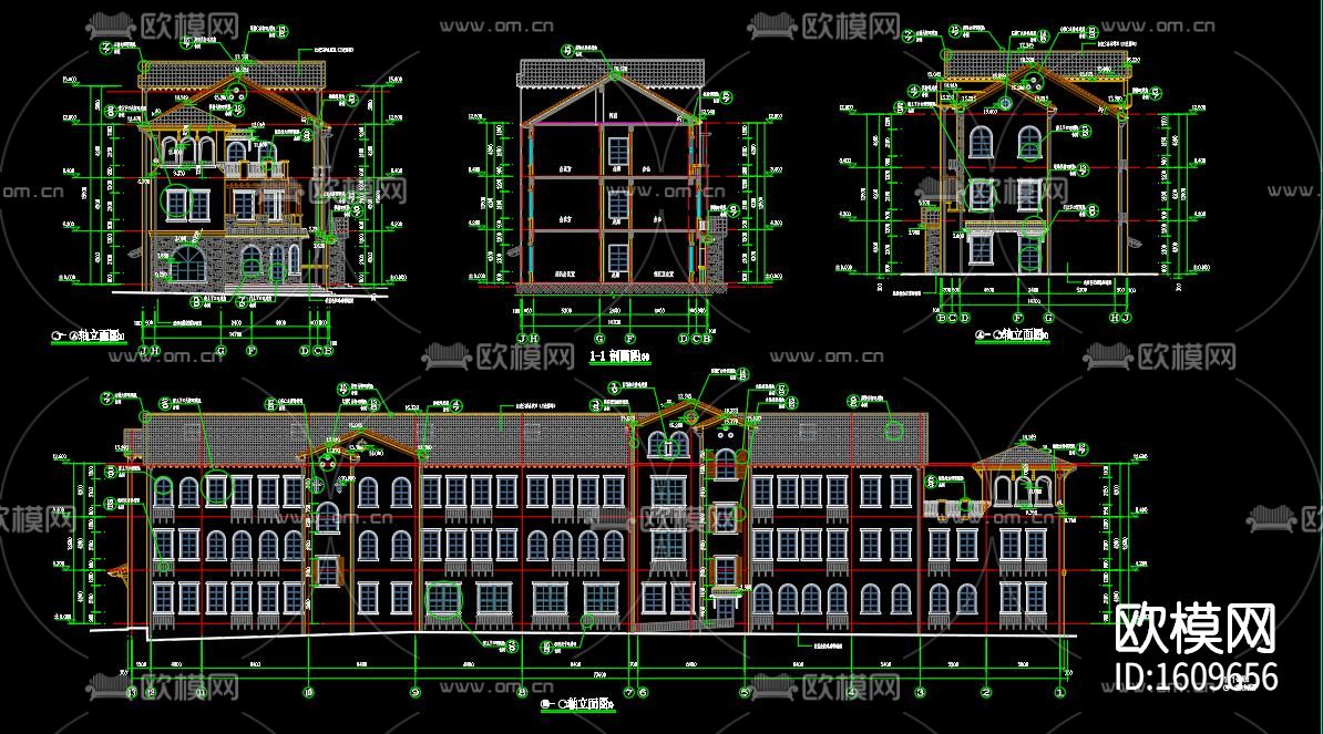 村委会办公楼cad施工图下载（渲染图4）