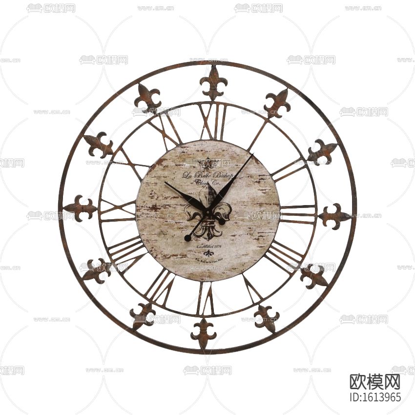 美式乡村复古做旧金属挂钟下载