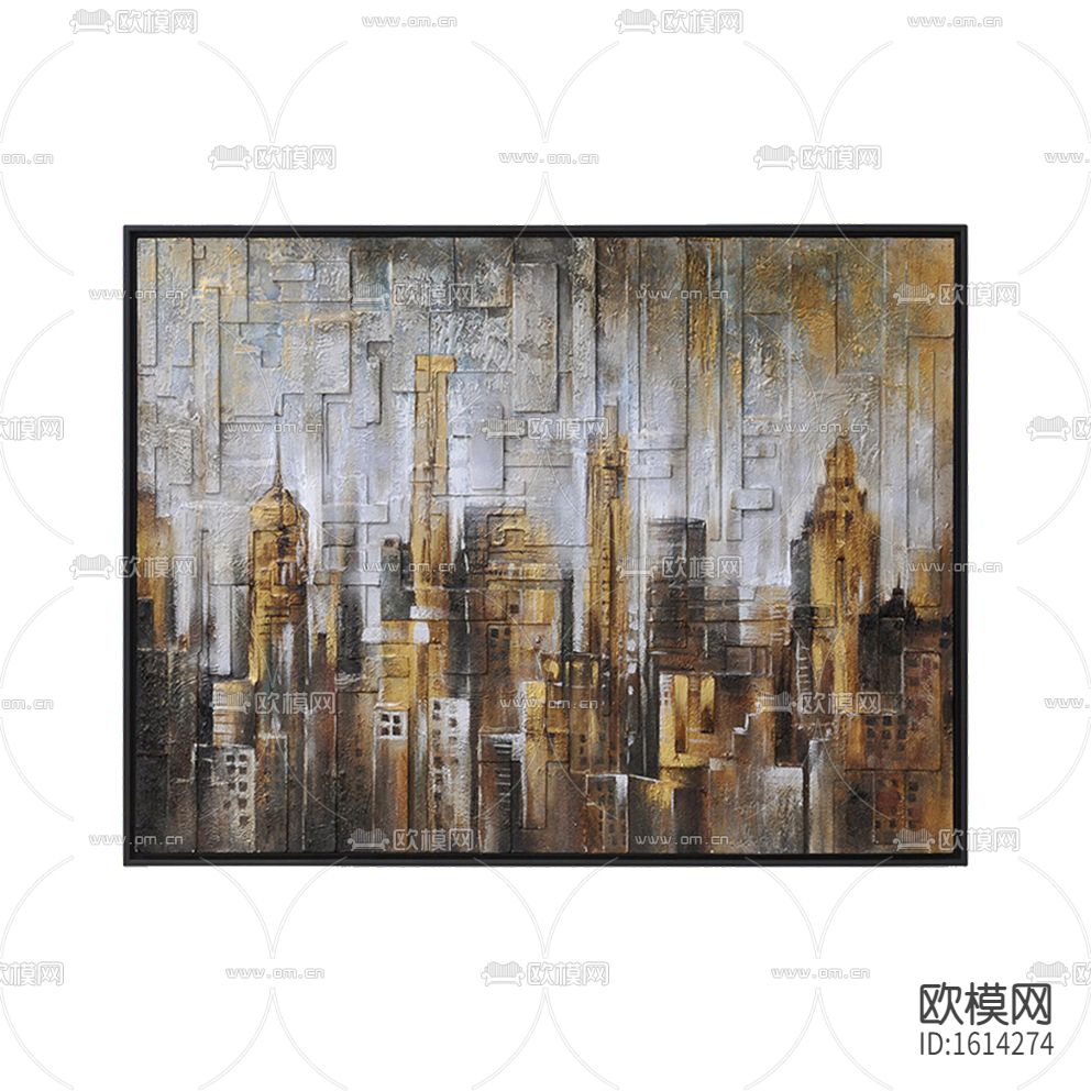 美式复古做旧立体色彩城市风景装饰画