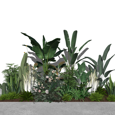  现代绿植花坛园艺小品su模型 