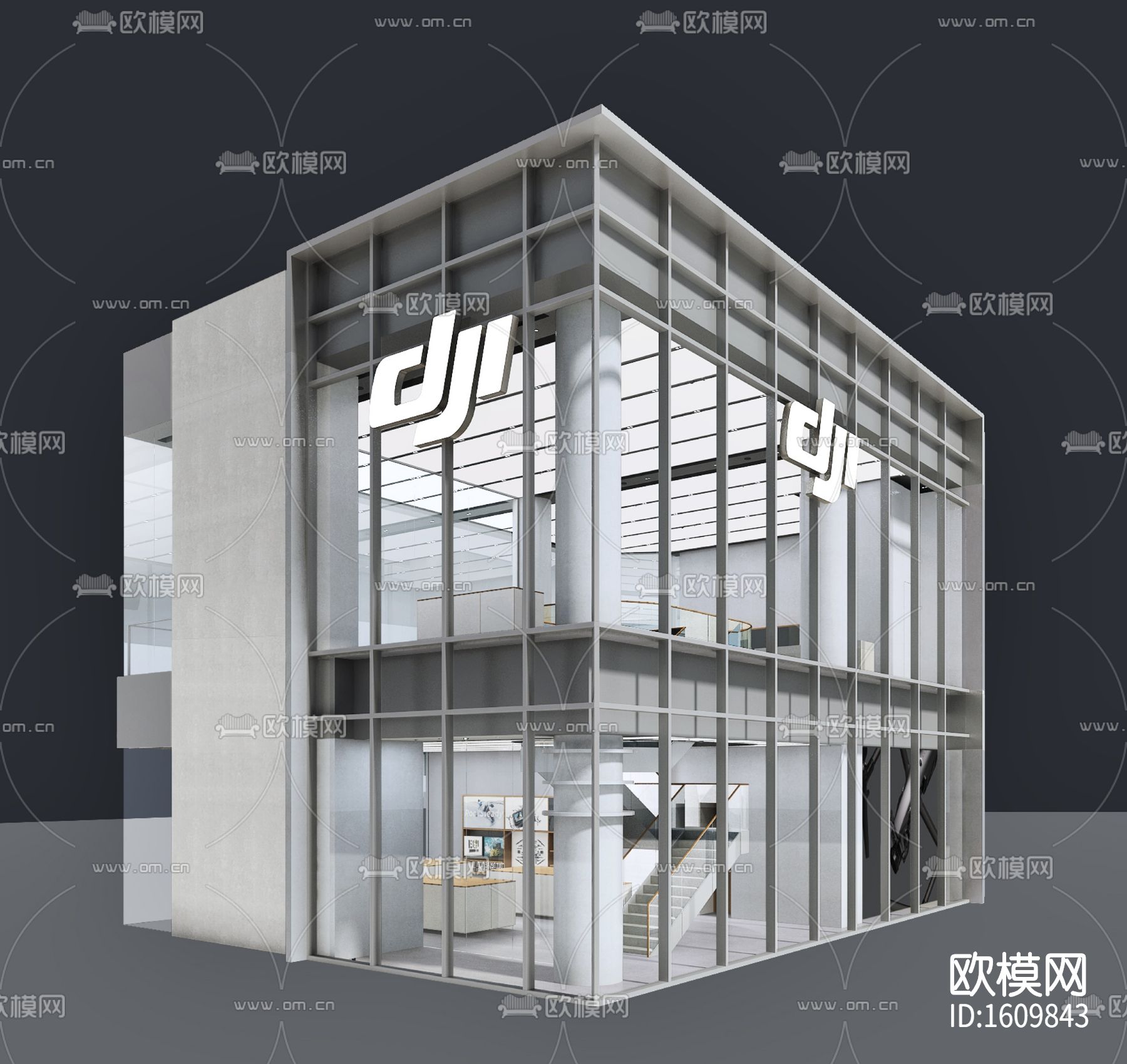 无人机展厅cad施工图下载（渲染图4）