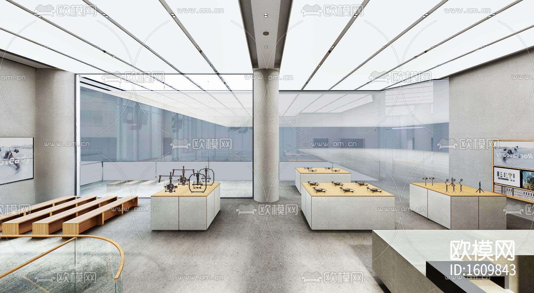 无人机展厅cad施工图下载（渲染图10）