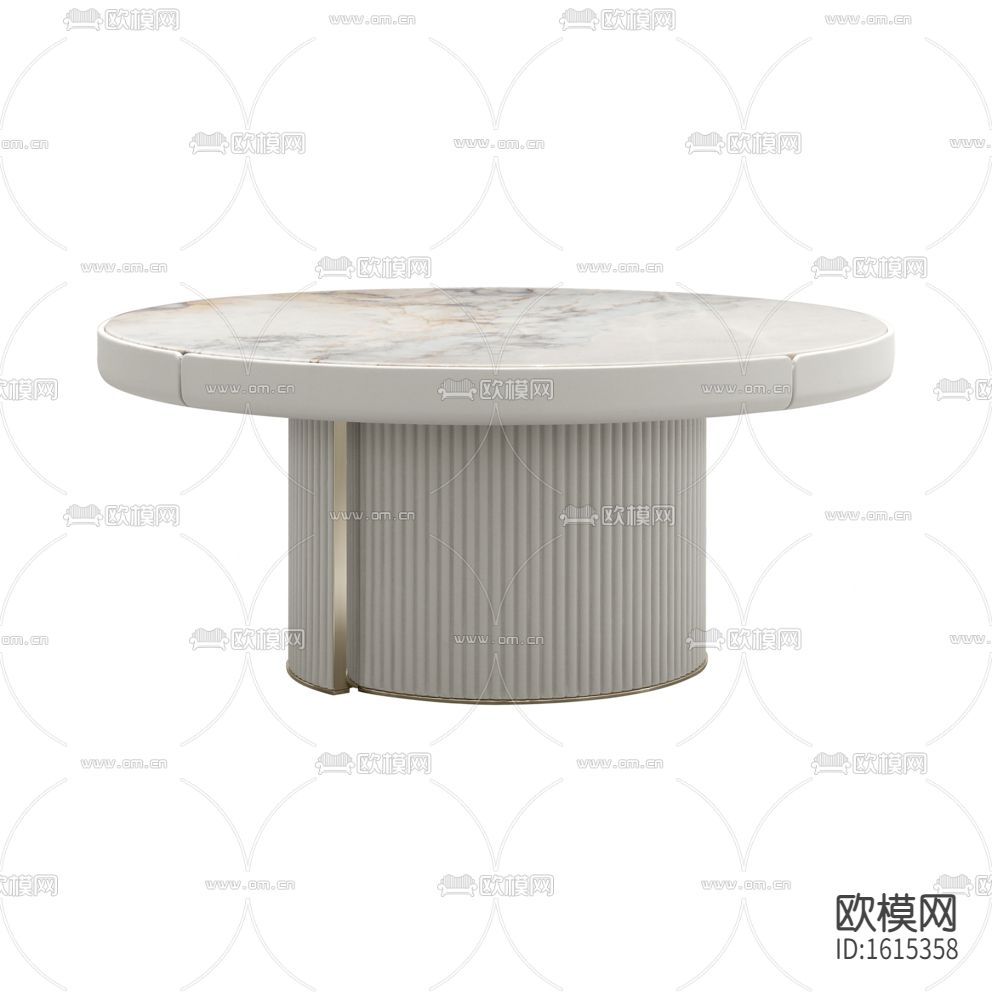 现代轻奢不锈钢硬包大理石圆形餐桌