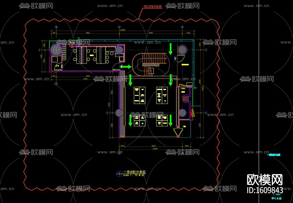 无人机展厅cad施工图下载（渲染图3）