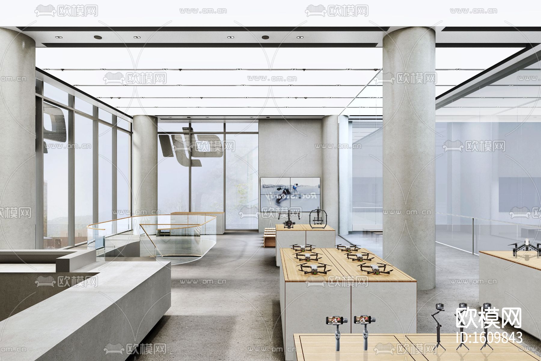 无人机展厅cad施工图下载（渲染图9）