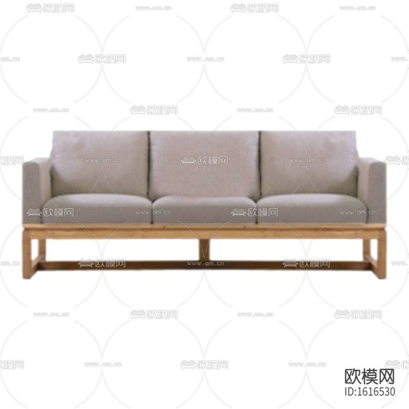 北欧简约实木布艺三人沙发下载
