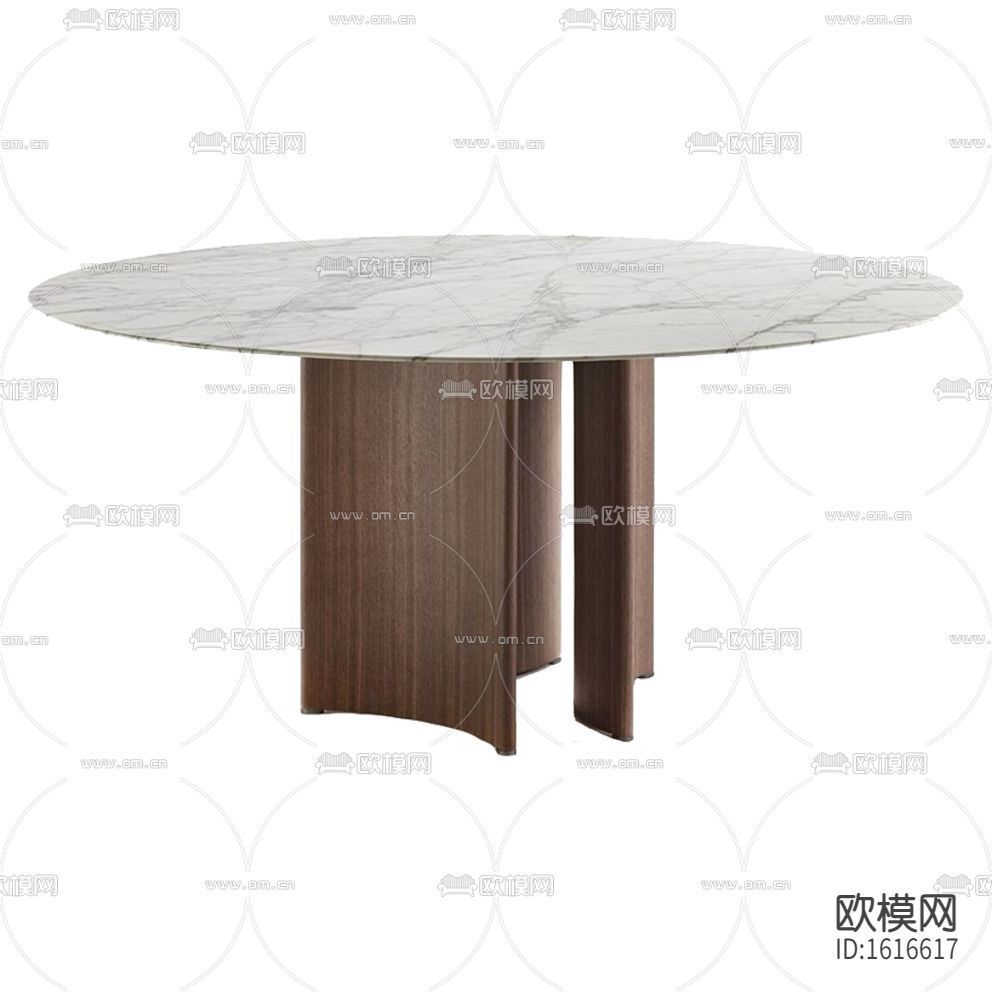 现代轻奢实木大理石圆形餐桌下载