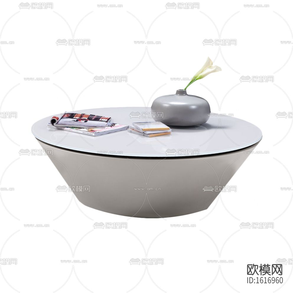 现代简约白色烤漆圆形茶几下载