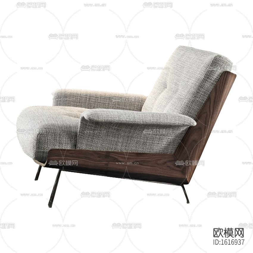 北欧简约实木灰色布艺单人沙发下载