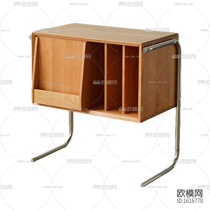 北欧樱桃木不锈钢多功能杂志柜边柜