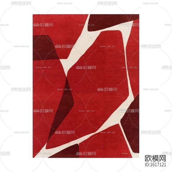 现代轻奢红色几何布艺地毯下载