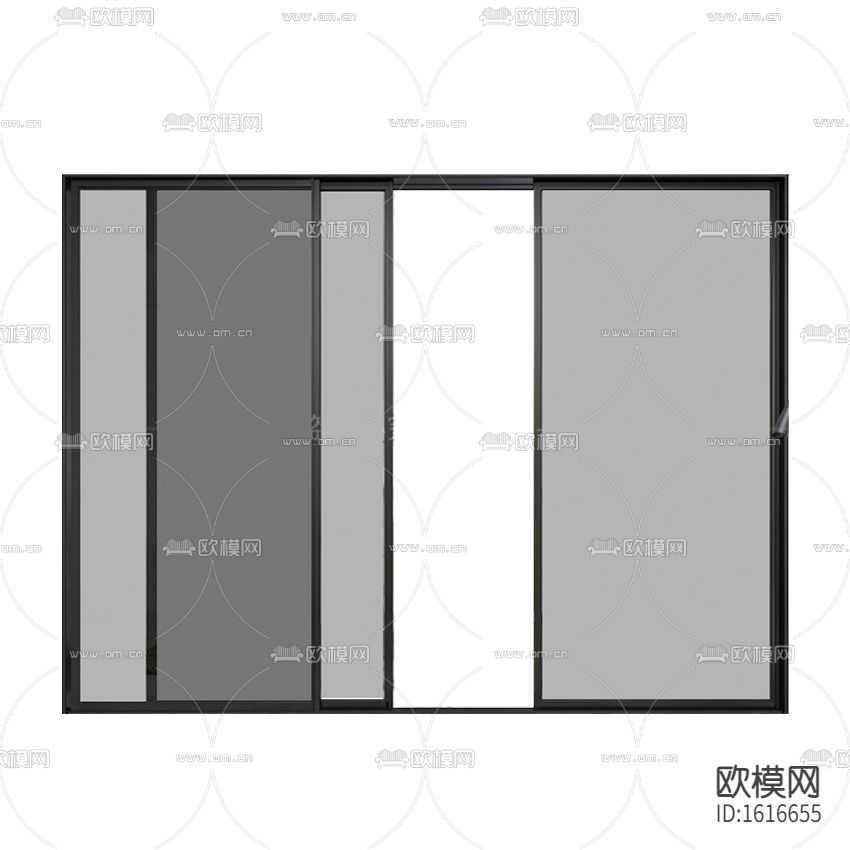 现代简约铝合金灰色玻璃推拉门