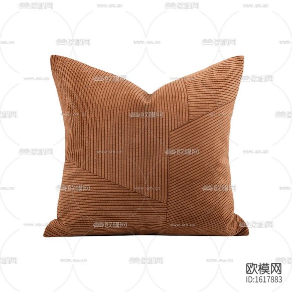 現(xiàn)代簡約褐色條紋布藝拼接抱枕下載
