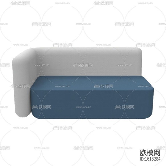 北欧简约蓝白色布艺转角双人沙发下载