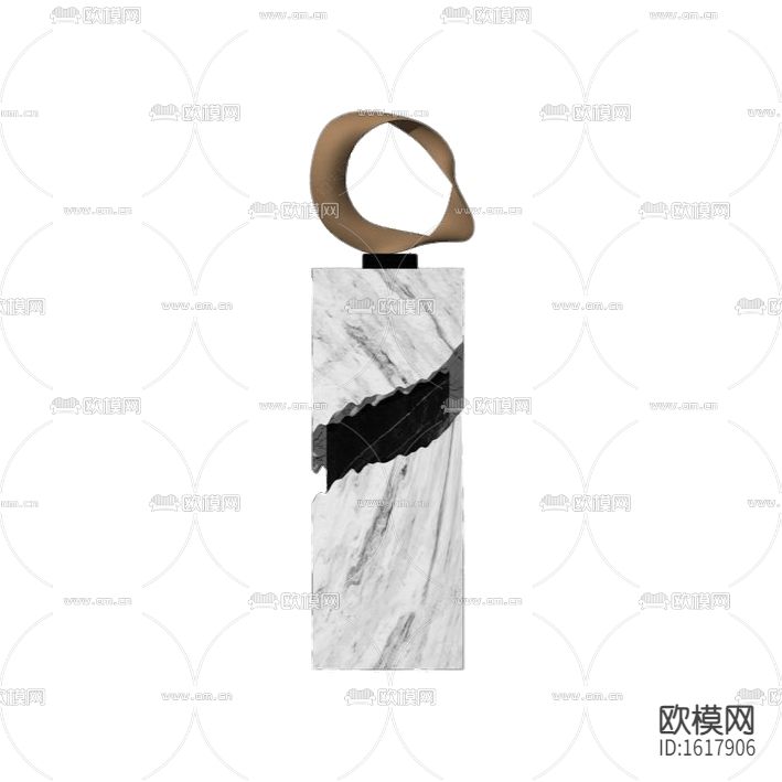 现代轻奢黑白色大理石拼接摆件