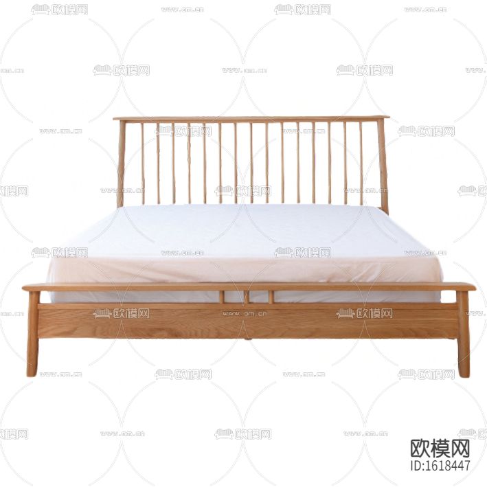 北欧简约实木布艺双人床