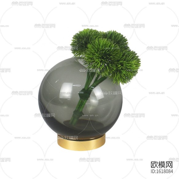 北欧轻奢金属灰色玻璃花瓶摆放绿植下载