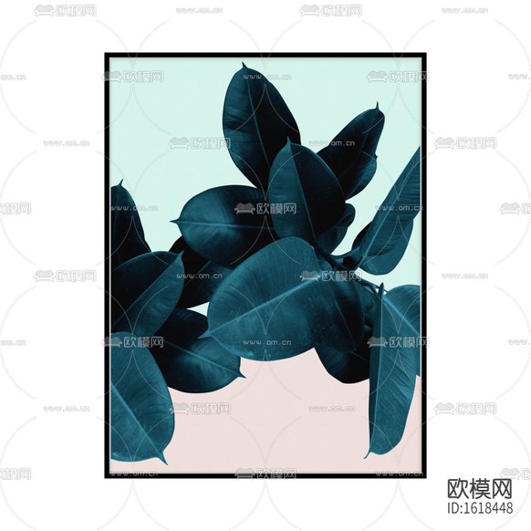 北欧轻奢创意树叶油画装饰画下载
