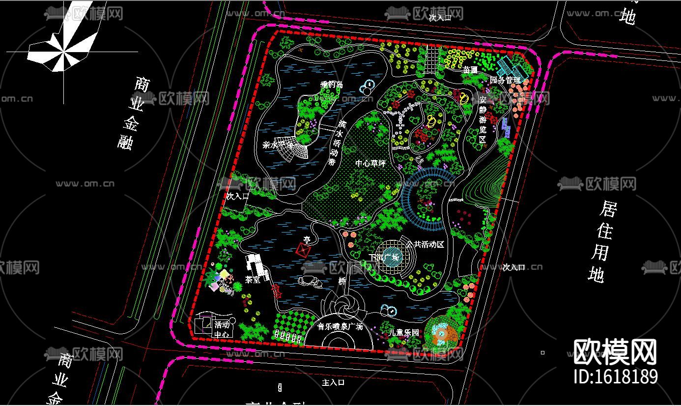 户外公园景观规划CAD平面图下载