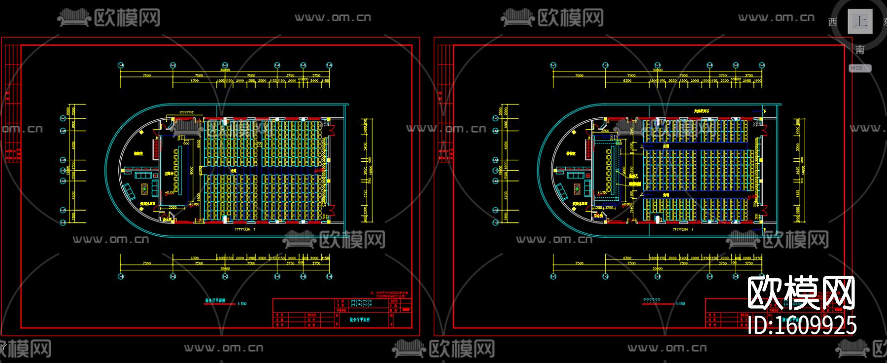 学校报告厅cad施工图下载（渲染图1）