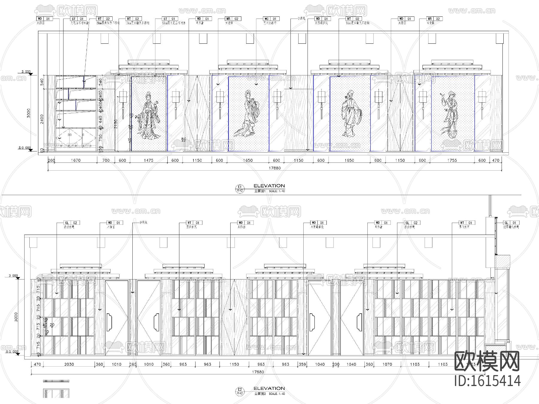 餐厅cad施工图下载（渲染图2）